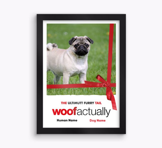 'Woof Actually' - {breedFullName} Photo Upload Framed Print 